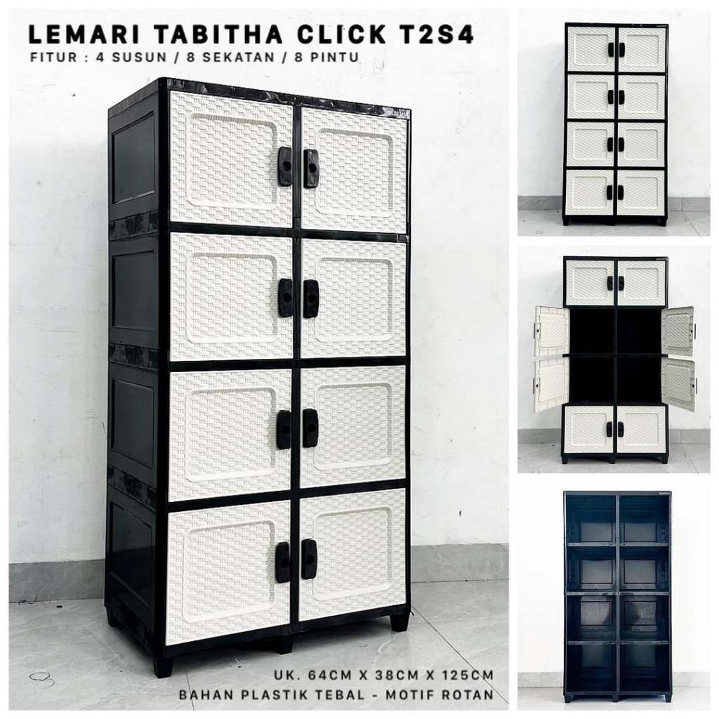 Lemari Laci Loker 2 Tower 4 Susun TABITHA Lemari Plastik Baju Serbaguna Minimalis
