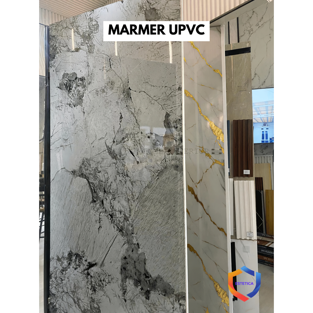Marmer Panel PVC Dekorasi Dinding Motif Corak Marmer UV Marble Sheet