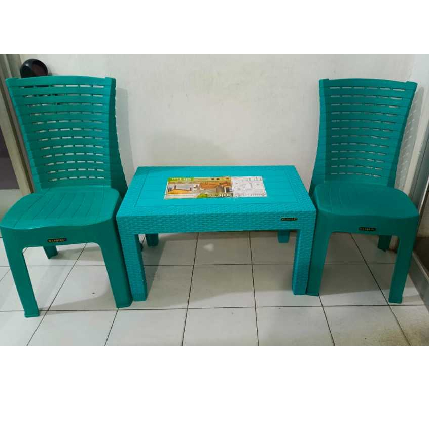 SET MEJA + KURSI TERAS / MEJA + KURSI TAMU PLASTIK ROTAN