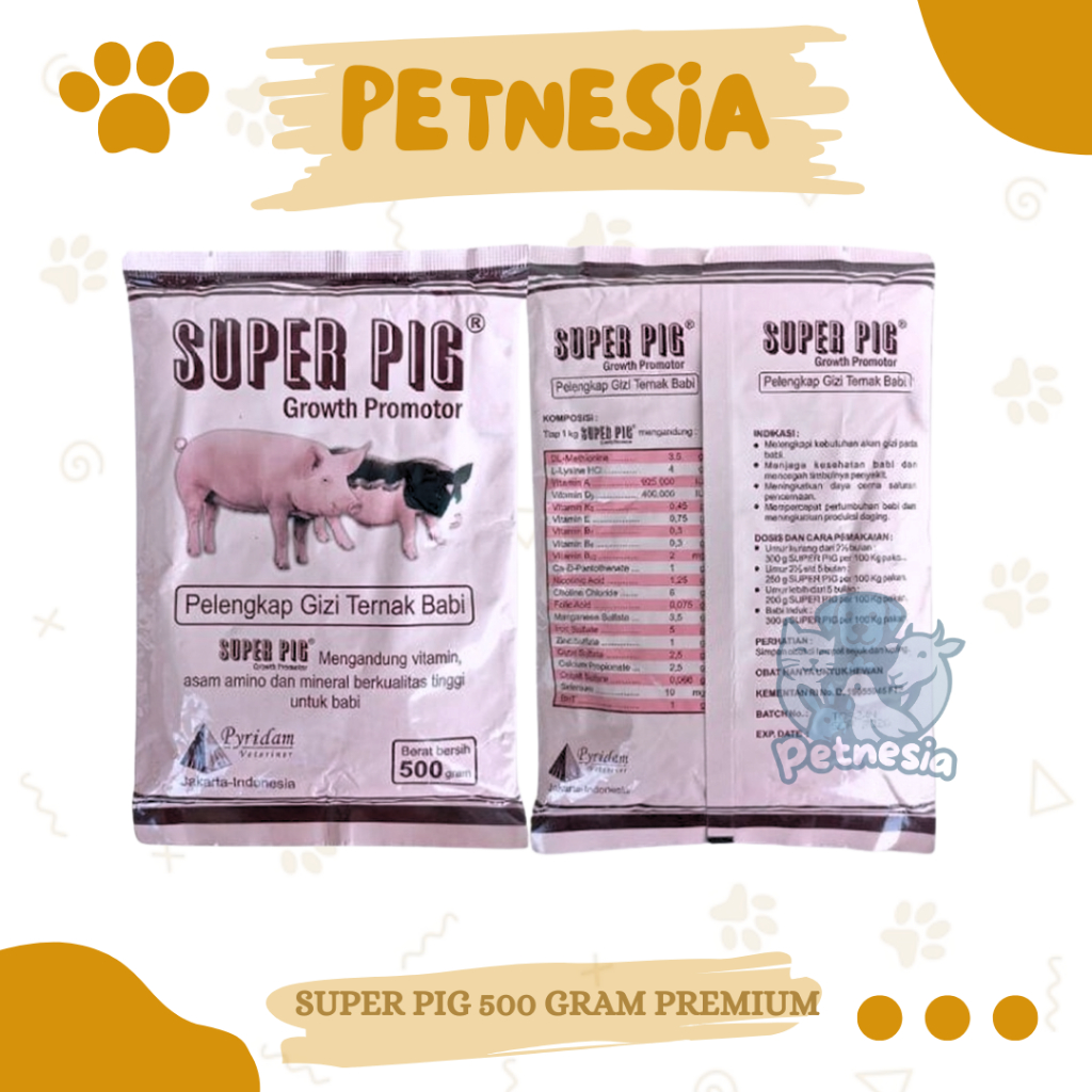 SUPER PIG 500 GRAM PREMIUM - Premix Babi Suplemen Vitamin Penggemuk Babi