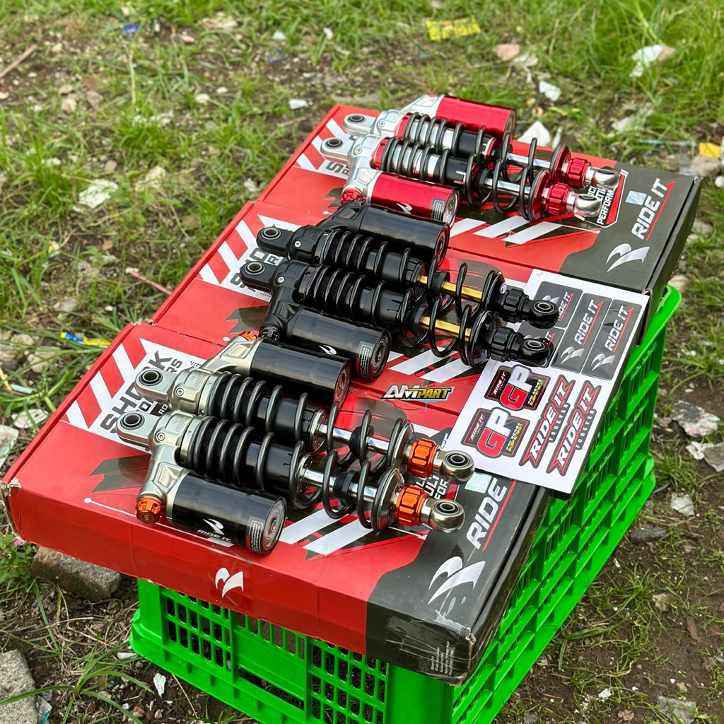 SHOCK SKOK BELAKANG RIDE IT GP PREMIUM HYPERLOOP HITAM AS GOLD UK 320MM