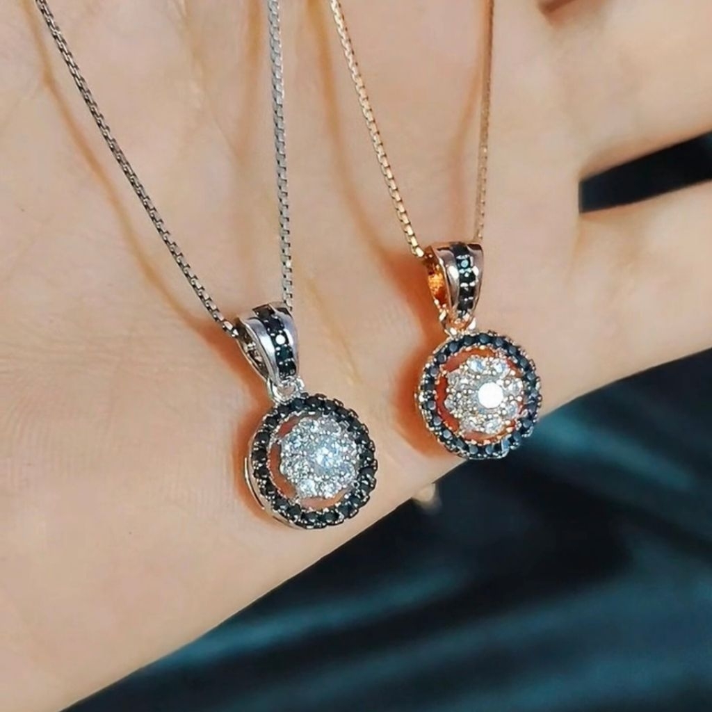 Xuping88 Kalung dan Liontin Bulat Kecil Mix Kombinasi Black Hitam Premium Titanium