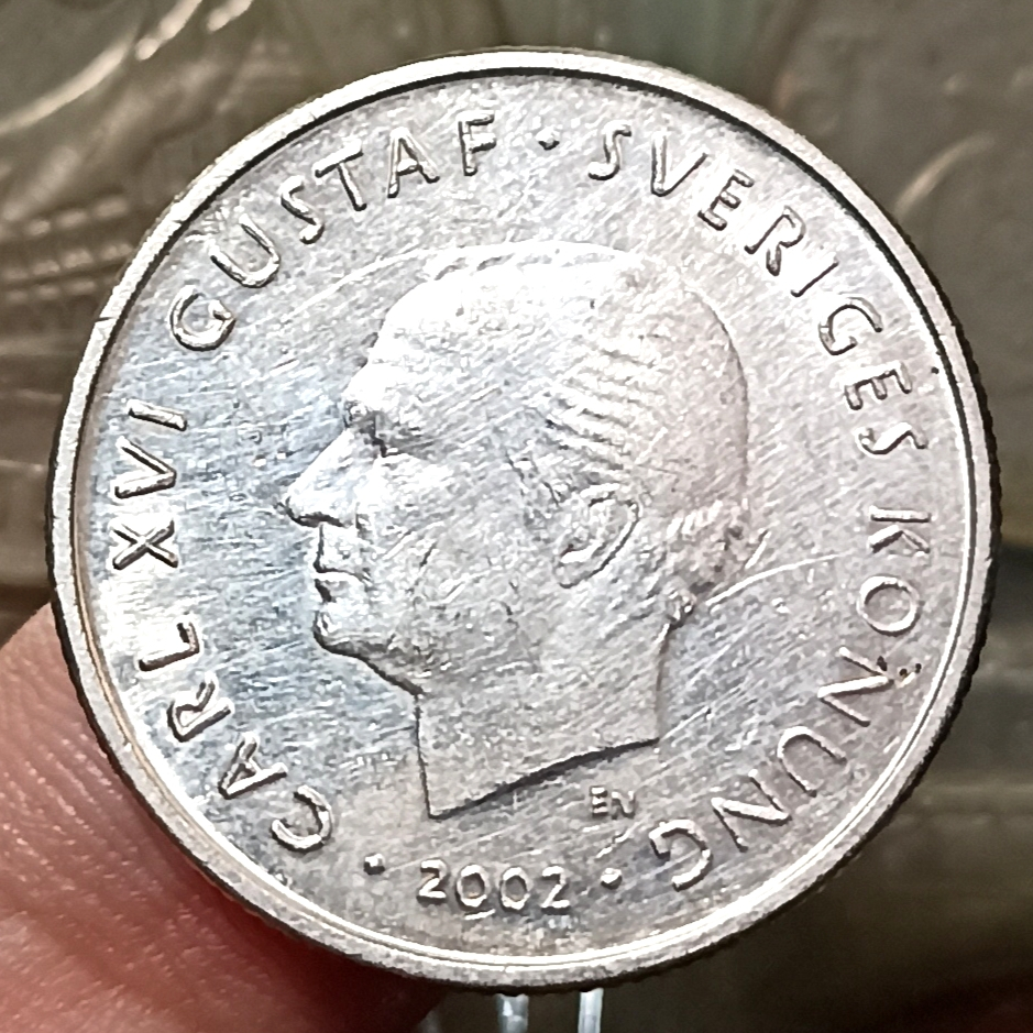 Koin Kuno Swedia 1 Krona - Carl XVI Gustaf