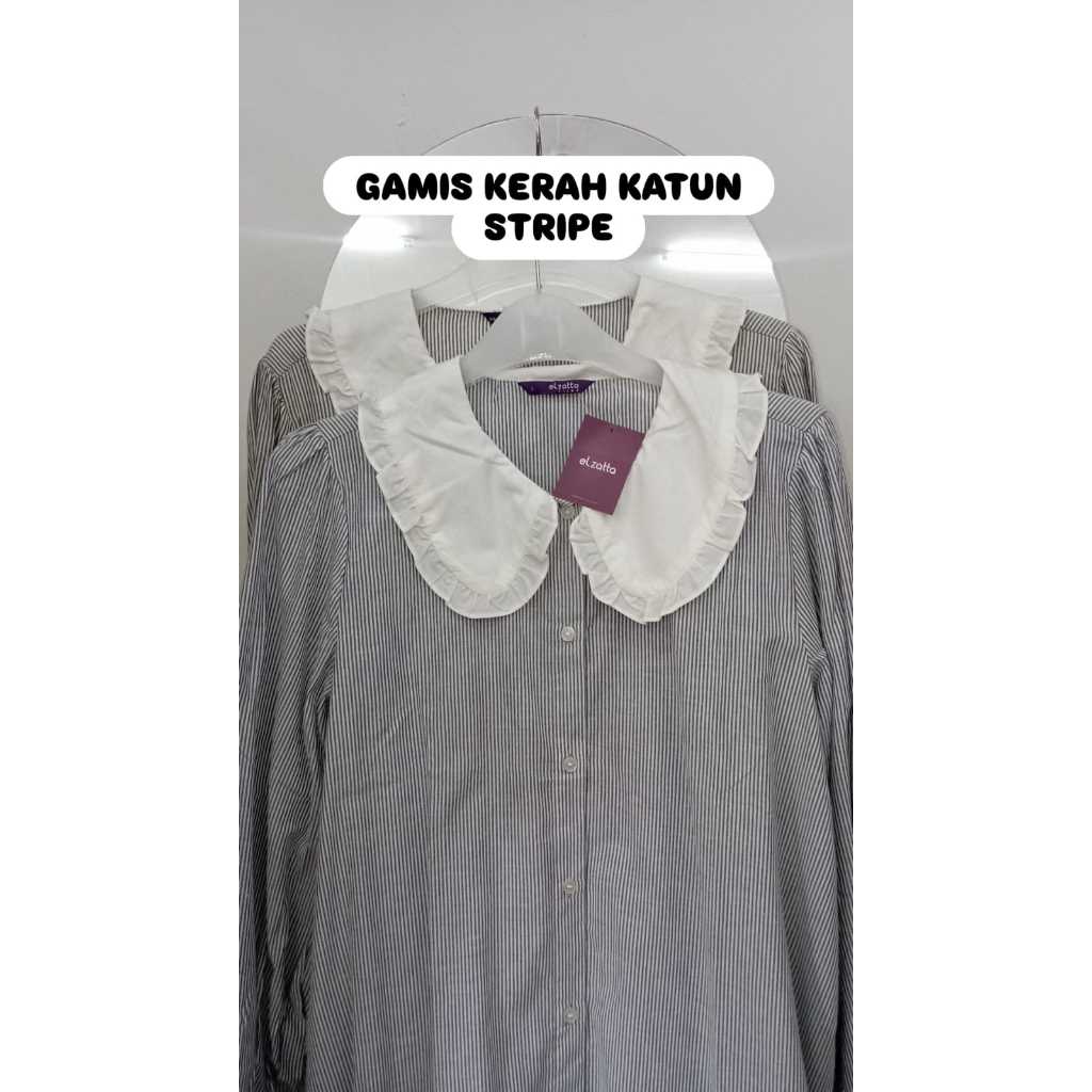 Elzatta Gamis Kerah Katun Stripe Gamis Bahan Katun Elzatta