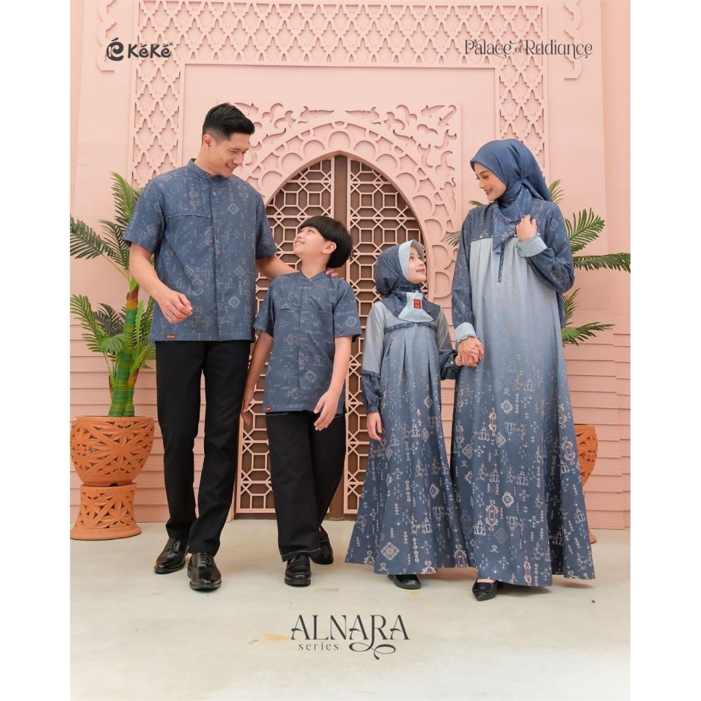 HB-[READY SIAP KIRIM] SARIMBIT KELUARGA ALNARA DARK DENIM TERBARU 2026| SARIMBIT GAMIS/DRESS KOKO TE