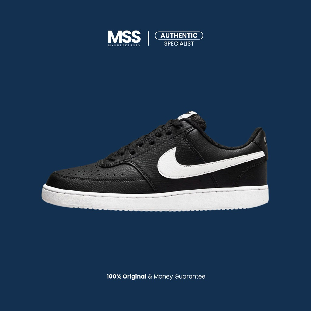 Court Vision Black White Unisex Shoes 100% Original Resmi