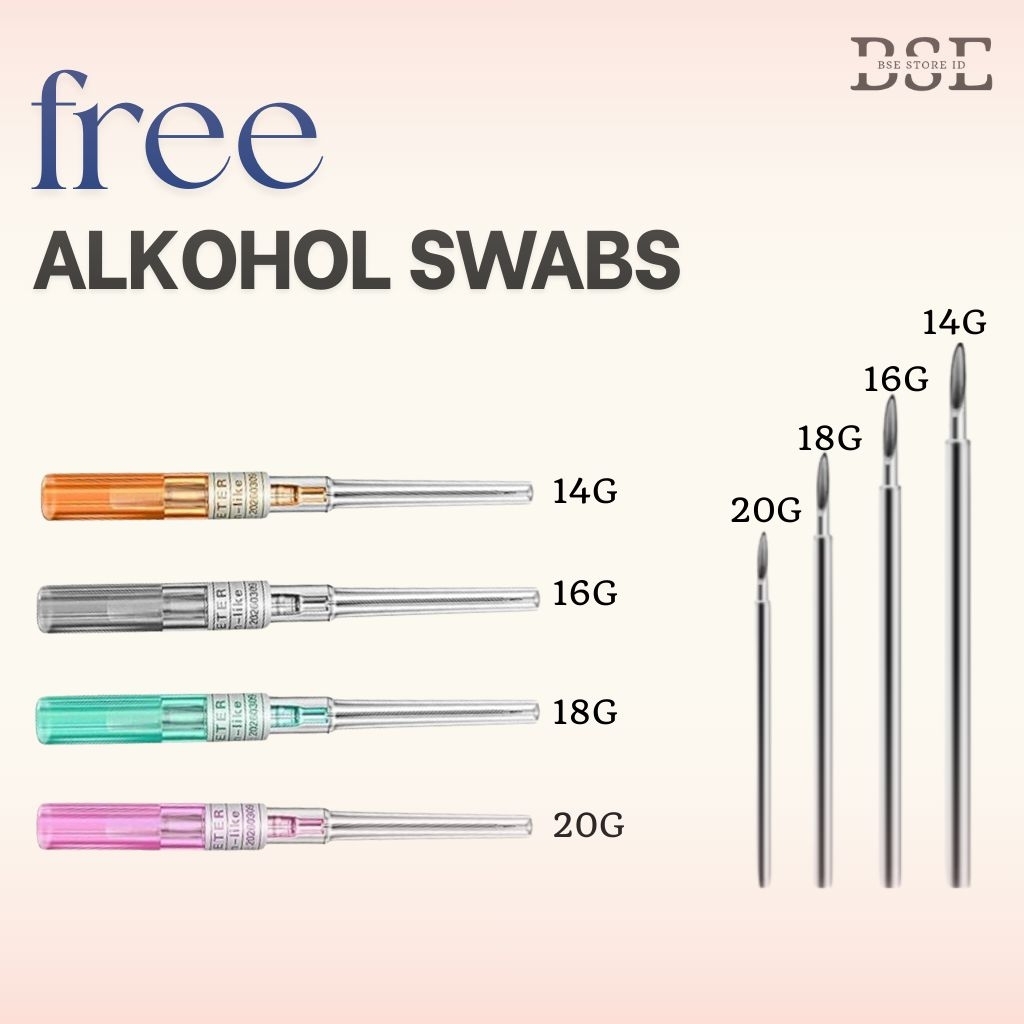 Jarum Tindik / Piercing Telinga Per Pcs Ukuran 14G,16G,18G,20G