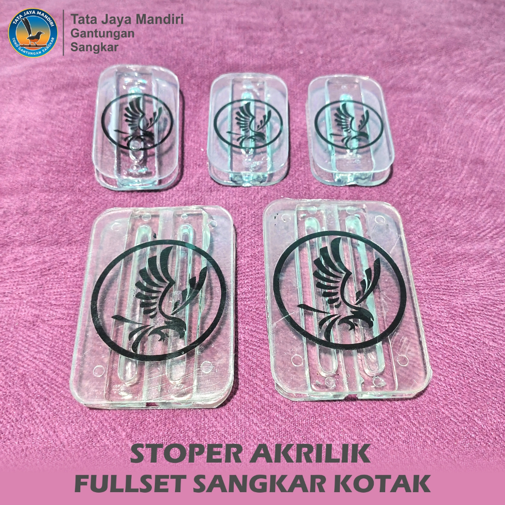 STOPER AKRILIK SANGKAR KOTAK TRANSPARAN FULLSET AKSESORIS SANGKAR BURUNG KOTAK