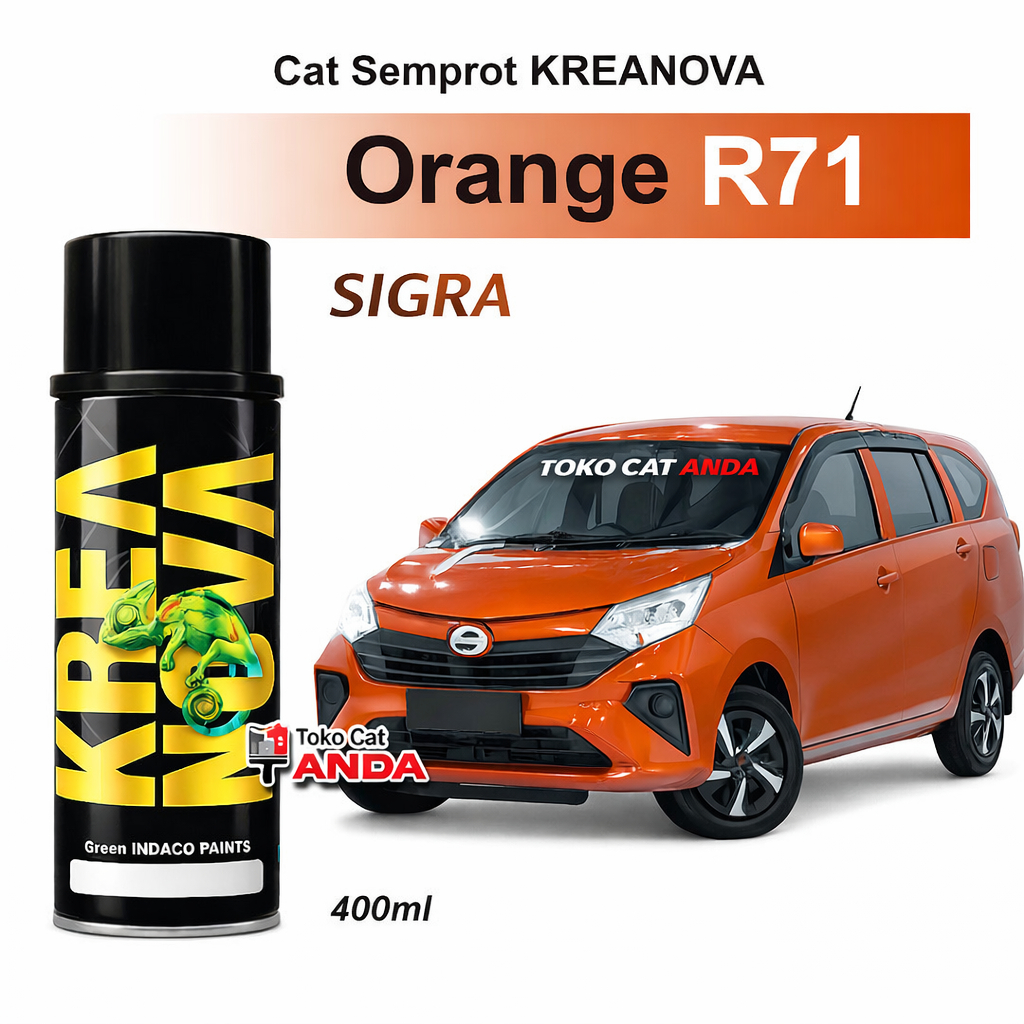 Kreanova - Cat Semprot Orange R71 - Orange Sigra -Cat Mobil oranye