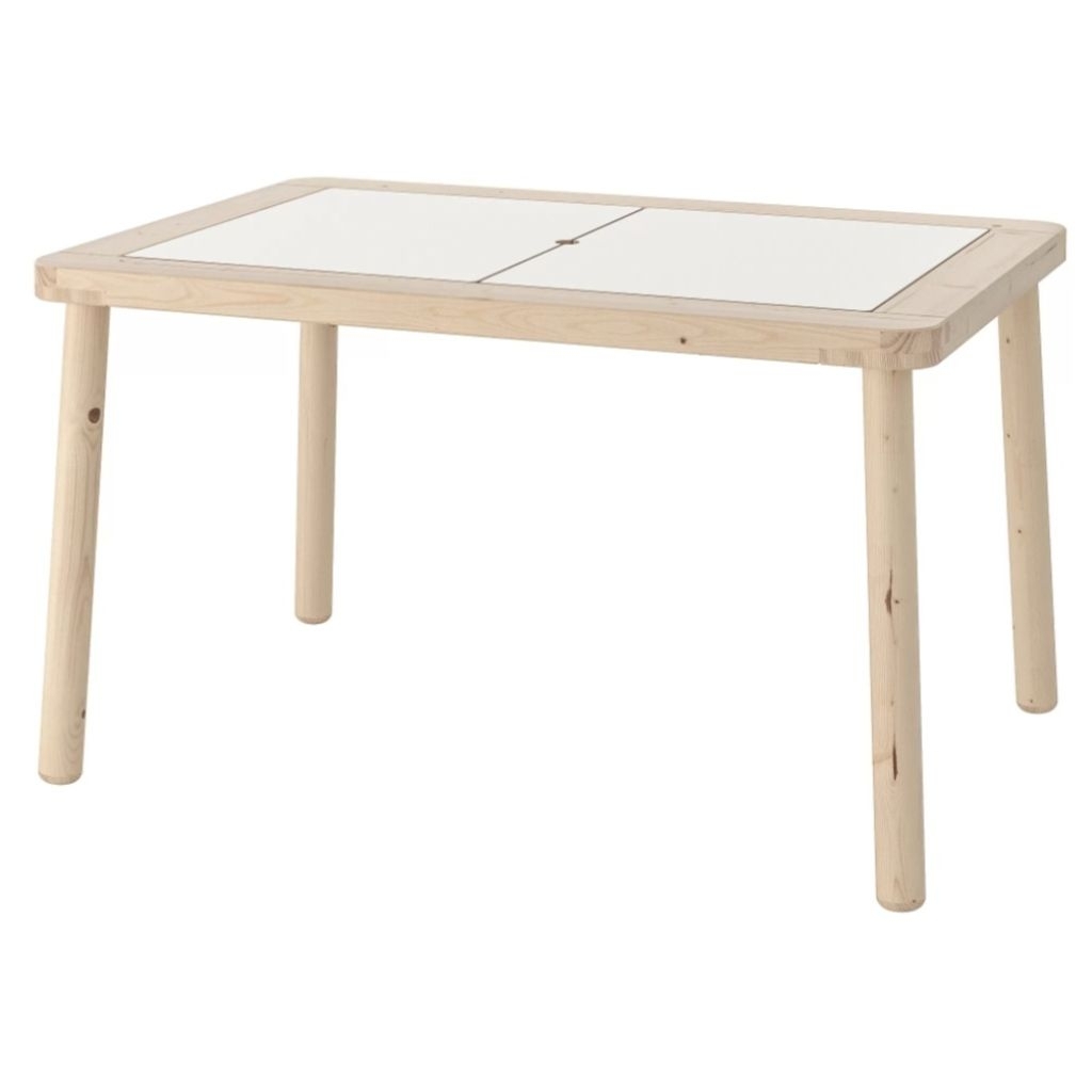 Ikea FLISAT Children's table (Preloved) with 2 TROFAST storage boxes, table size 83x58 cm/ meja bela
