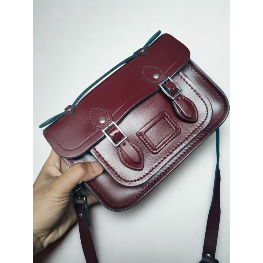 The Mini Cambridge Satchel Warna Oxblood kulit asli