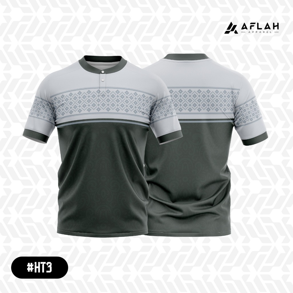 Jersey Koko Kemeja Muslim Pria Kerah Shanghai - FULL PRINTING BAHAN AIRWALK l HT