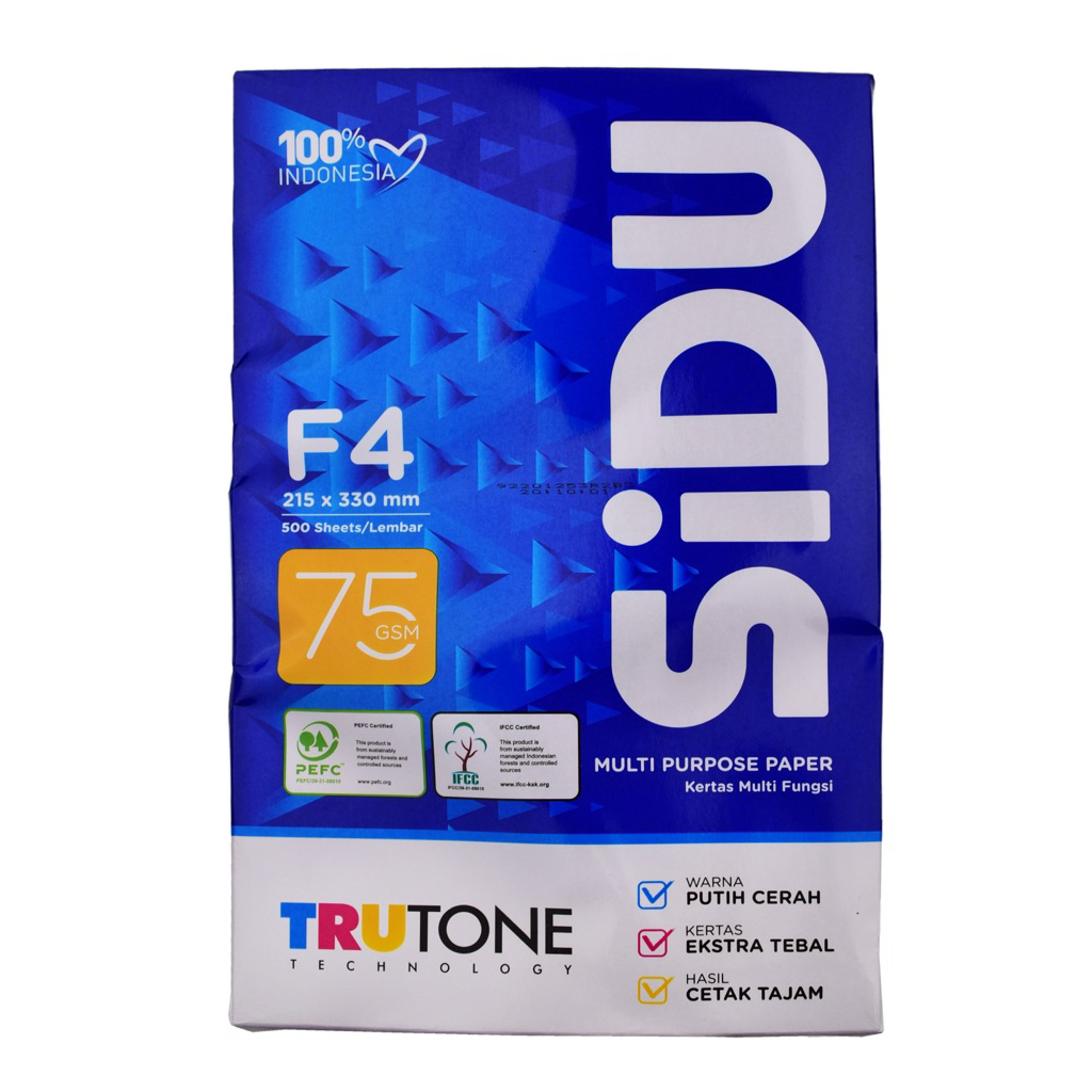 SIDU KERTAS HVS F4 FOLIO 75 GSM ( 1 RIM )