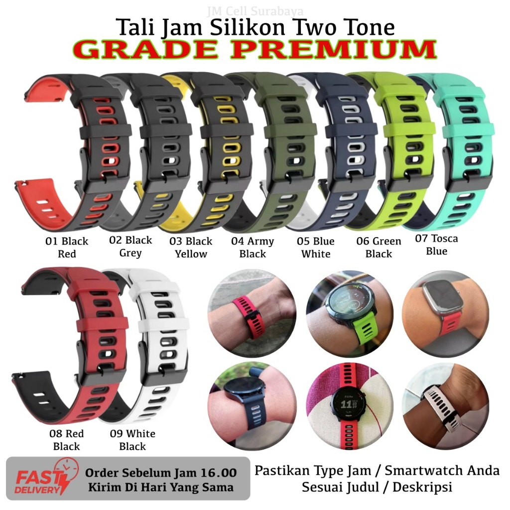 Tali Strap Smartwatch Citijungle GPS SE / Neo - Silikon Sporty Two Tone 22mm DTU
