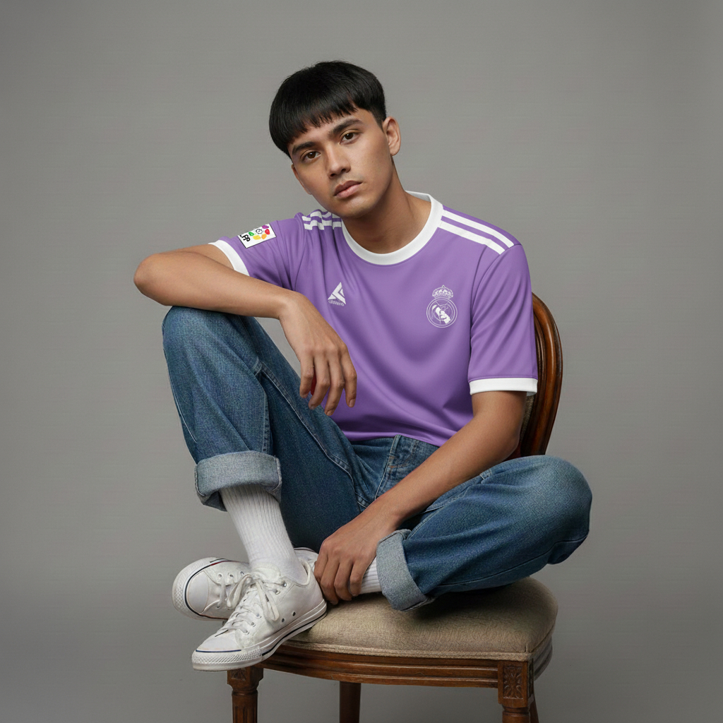 ATHLETIC SPORTWEAR - Jersey Vintage Bola Fantasy Real Madrid Away 2016-17 Fullprinting Casual - Atas