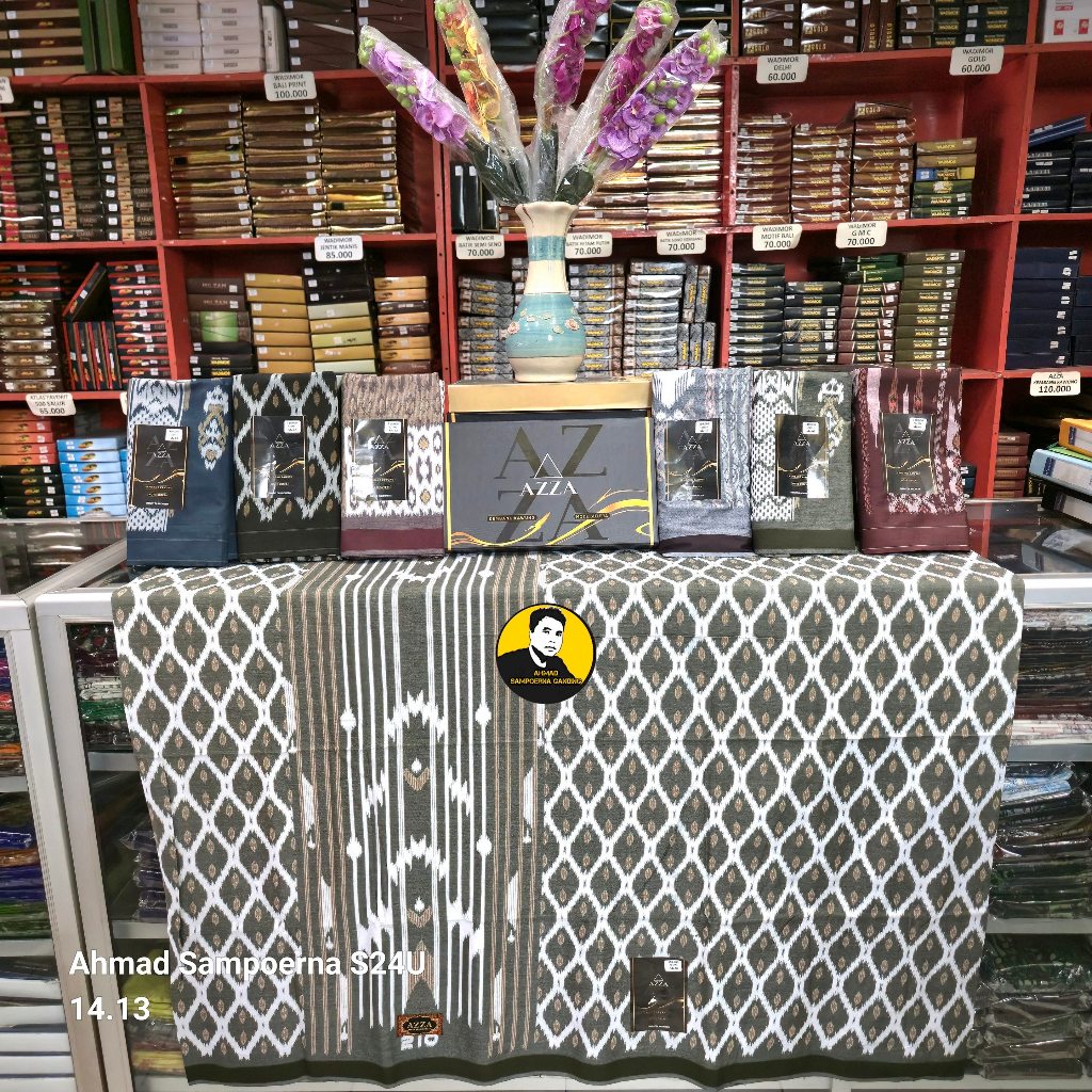 Sarung AZZA Mode Sutra Motif Kembang Kawung