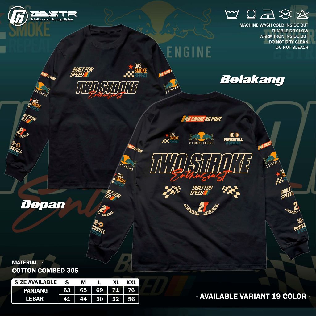 KAOS 2 STROKE - Two Stroke Racing Gas Smoke Repeat - Tshirt Longsleeve 2 Tak 2Stroke Fiz R Ninja Yam