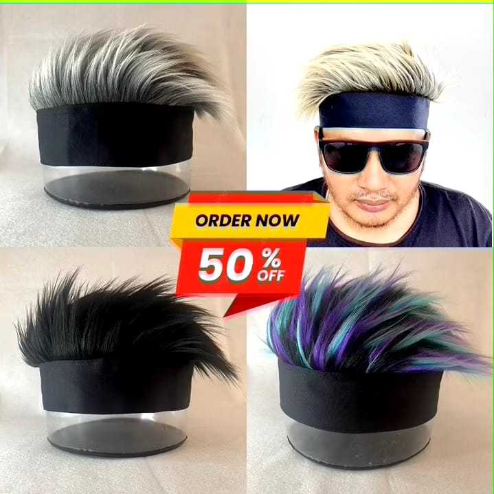 Topi Cosplay Gojo Topi Wig Rambut Panjang