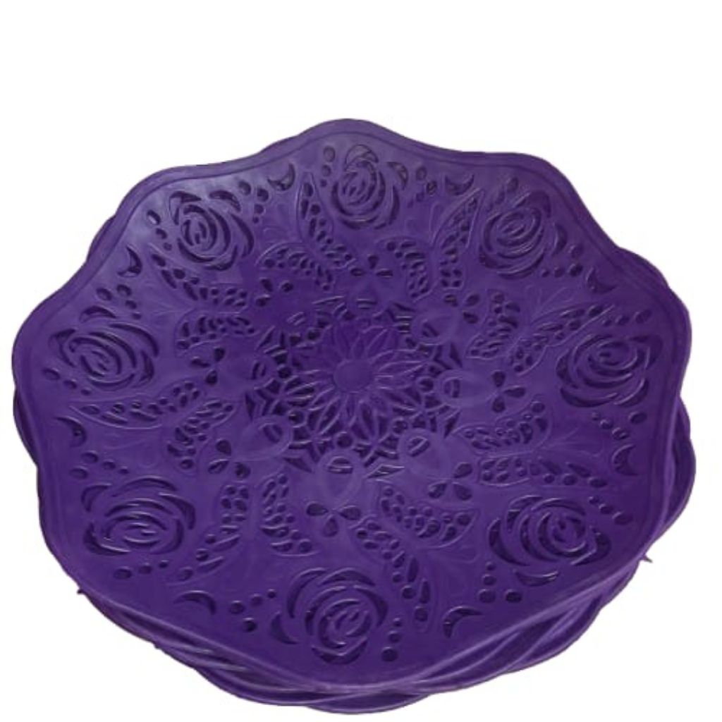 Piring Rotan Cantik Ungu - Piring Plastik  - Desain Unik - Piring Serbaguna