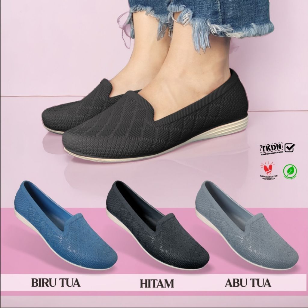 SEPATU FLATSHOES WANITA KARET TERBARU SEPATU KARET WANITA ATT