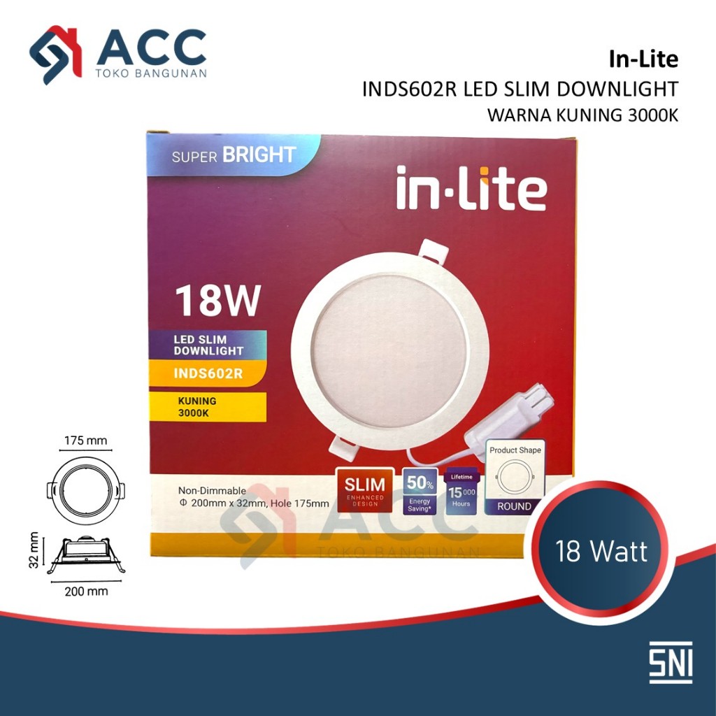 INLITE INDS602R 18W 18 WATT LED SLIM DOWNLIGHT LAMPU PLAFON DOWNLIGHT SLIMDOWNLIGHT
