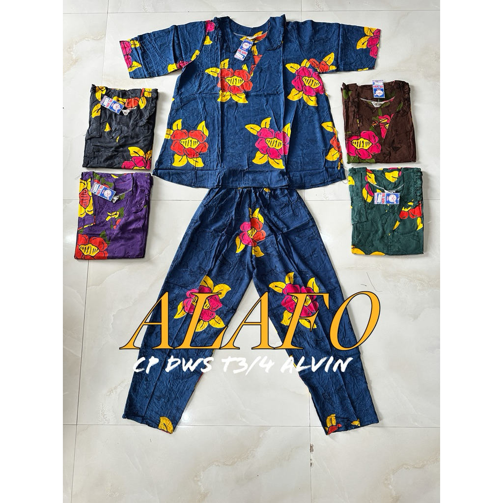 BAJU TIDUR NYAMAN CP DEWASA T3/4 BATIK ALVIN CITAK