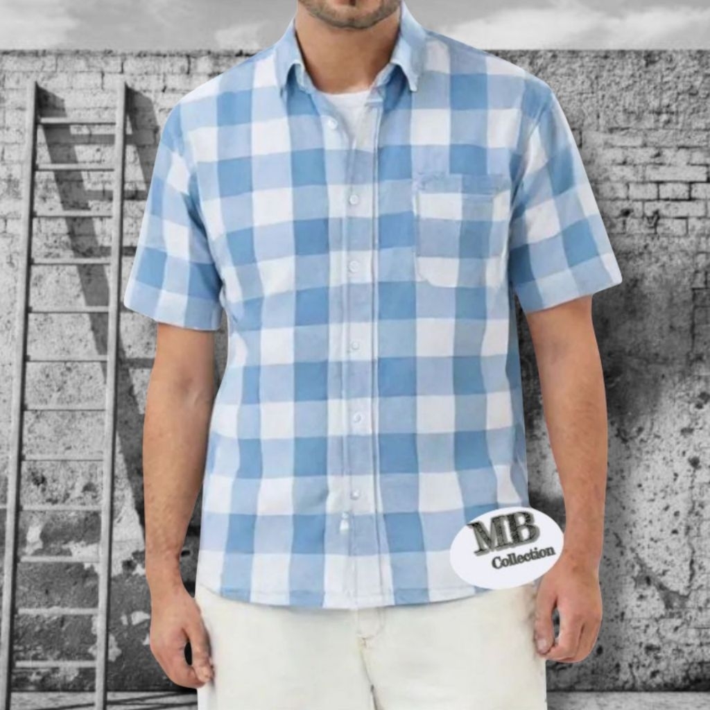 Kemeja Pria Lengan Pendek Dewasa Kain Flanel Super Tebal Halus