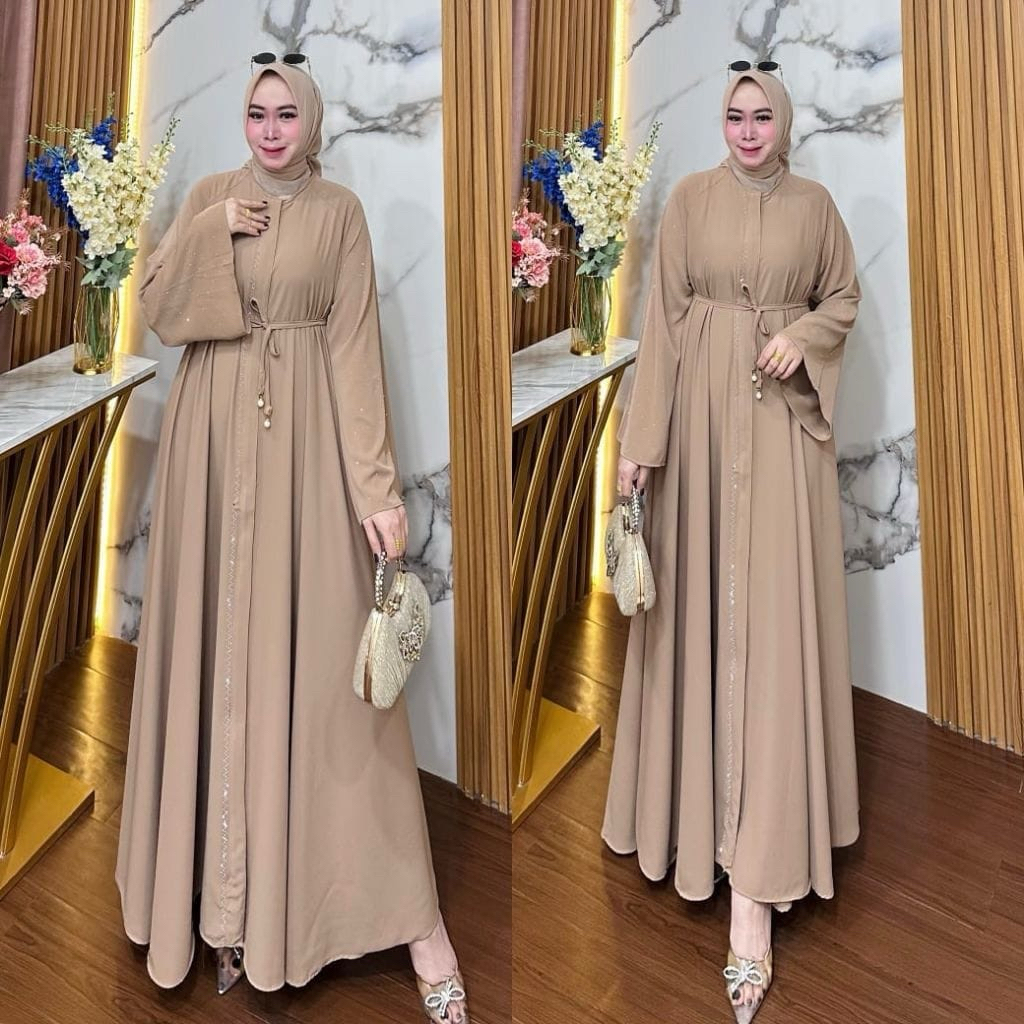NEW Mecca Dress Maxy Lebaran Terbaru 2026  Simple Kekinian Matt Marbela Silk mix Aplikasi Swarovski 