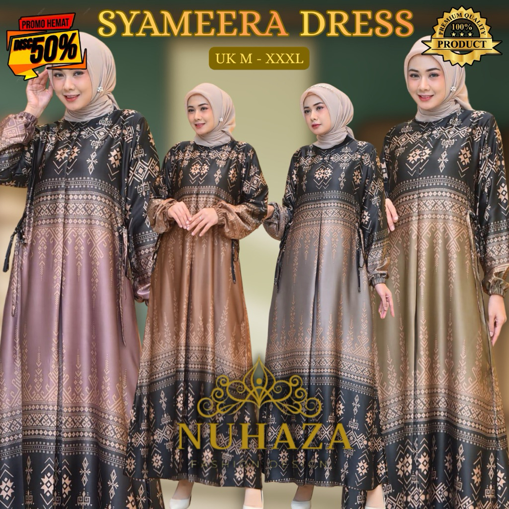 Gamis SYAMEERA Armany Silk Premium MOTIF Sultan UKURAN JUMBO LD 130CM Terbaru Kekinian Seragaman
