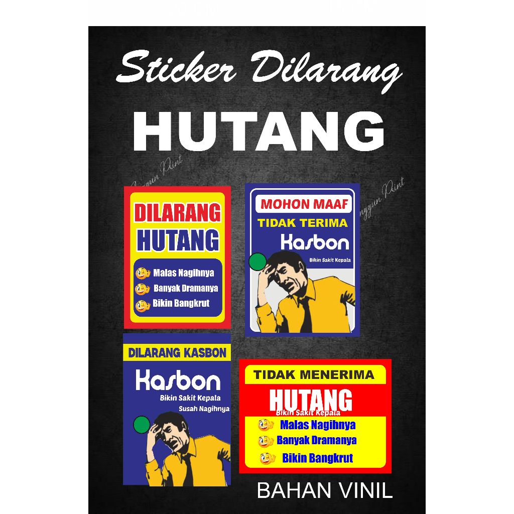stiker warung anti hutang/stiker vinil anti hutang