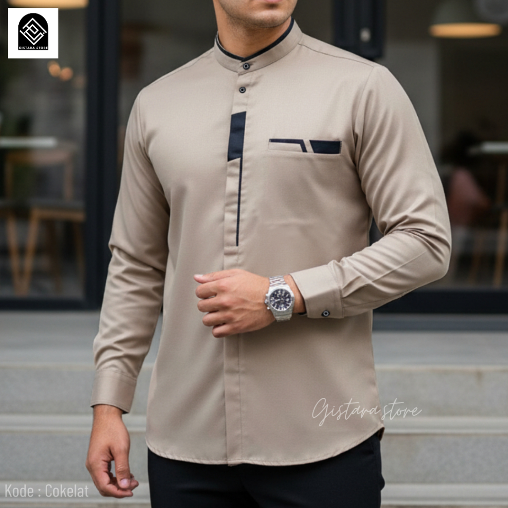 TERBARU BAJU KOKO ATASAN PRIA DEWASA KOMBINASI POLOS MERAH BATA SAGE ABU PUTIH HITAM TERBARU COCOK U