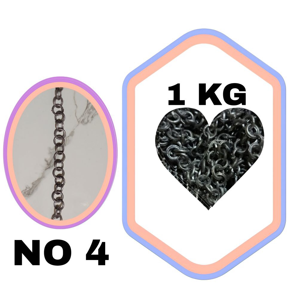 [ PAKET 1 KG ] Timah Rantai jalai no 4 diameter cincin 17,9mm ketebalan 2,7mm panjang 330cm