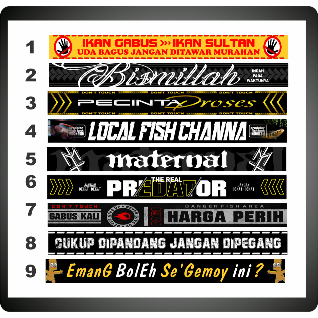 stiker akuarium  ikan galak / stiker predator / ikan channa