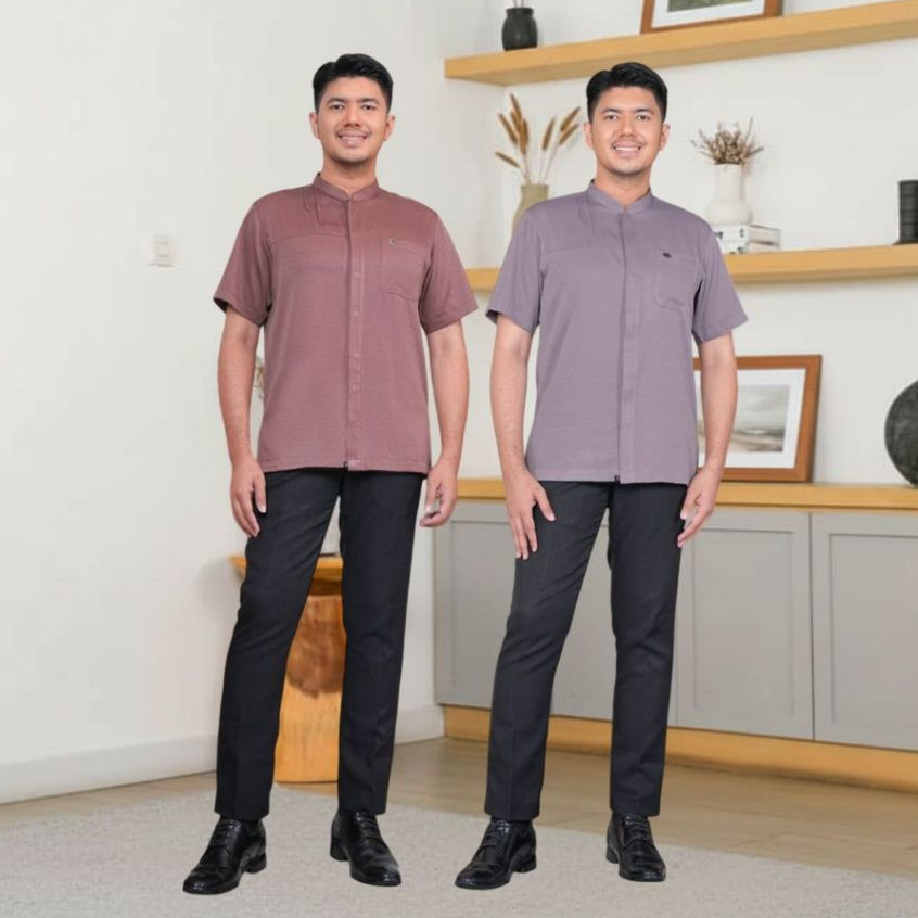 KOKO NIBRAS PRIA DEWASA LENGAN PENDEK JODIA PLUM GREY LILAC BY NBRS FASHION BAJU BUSANA MUSLIM PRIA 