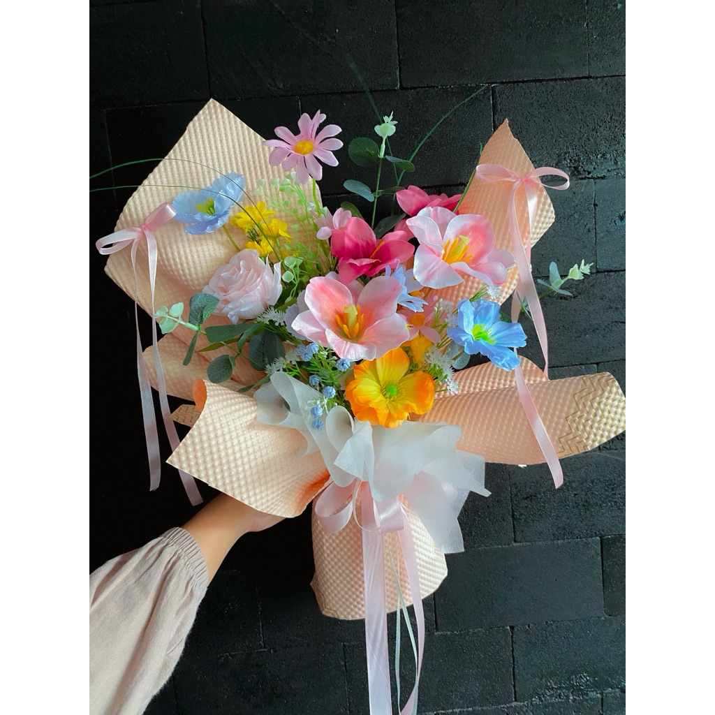 (khusus jogja) buket bunga artificial korean style | buket murah jogja | buket wisuda | thumbelina