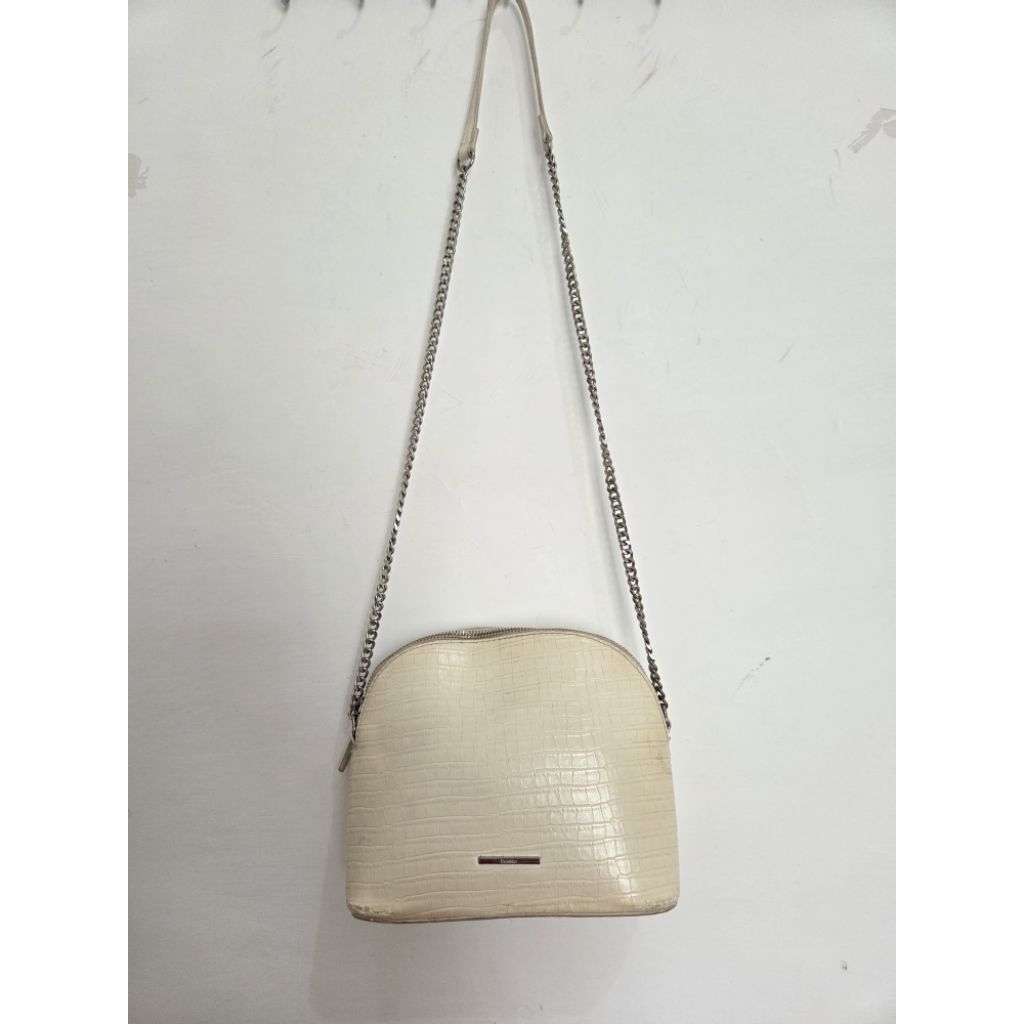 Tas Pesta Bershka Putih White Sling Bag Rantai Chain Silver Cewek Wanita