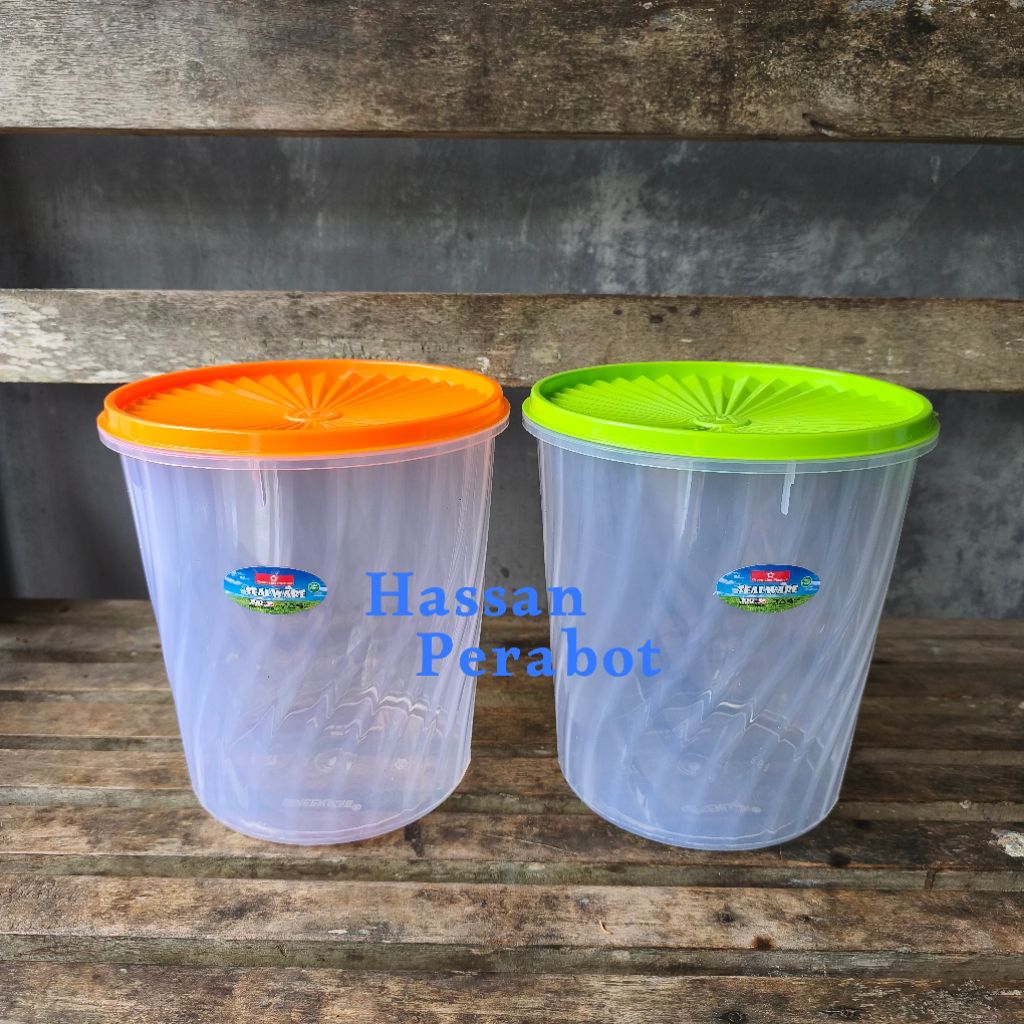 [ 2 pcs ] Toples Plastik 4 Liter Bening Transparant Motif Ulir GREEN LINE