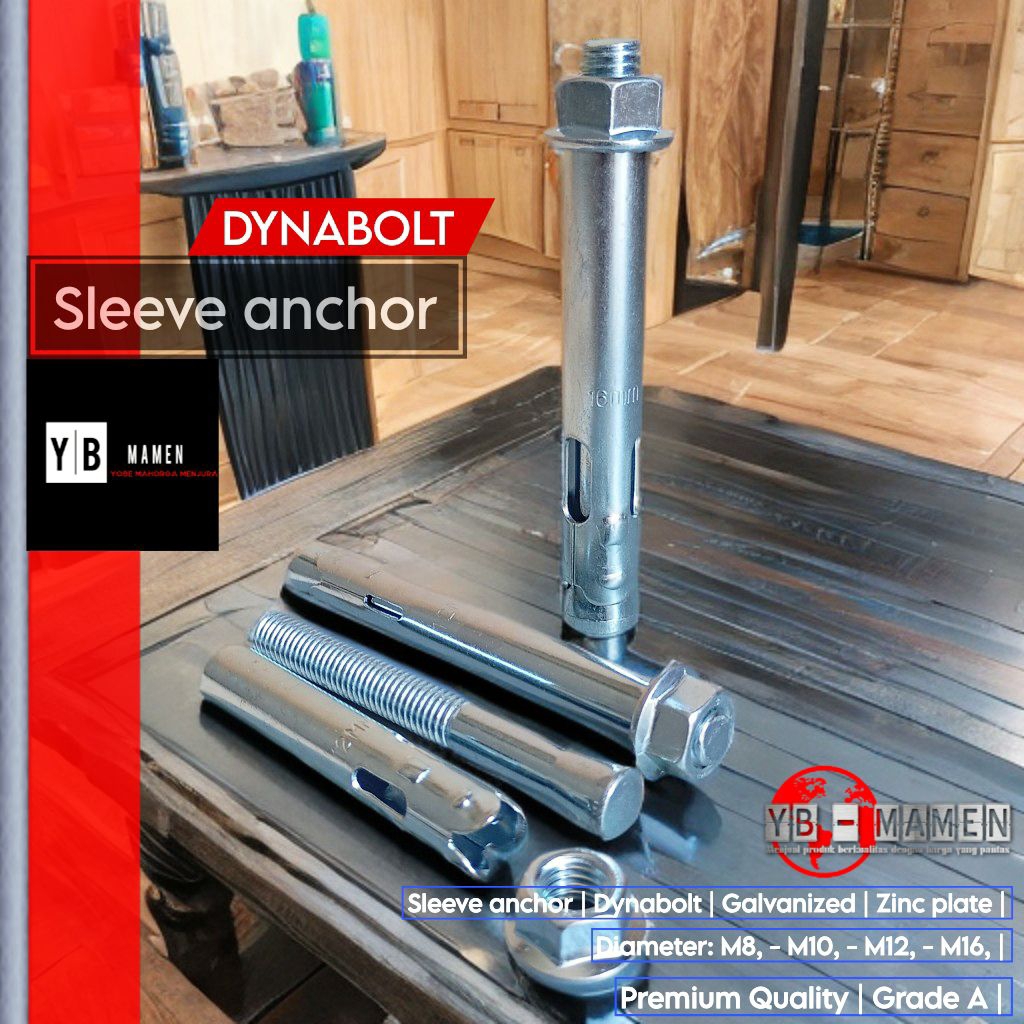 Dynabolt M12x130 /Sleeve anchor M12x130/120 galvanized zinc