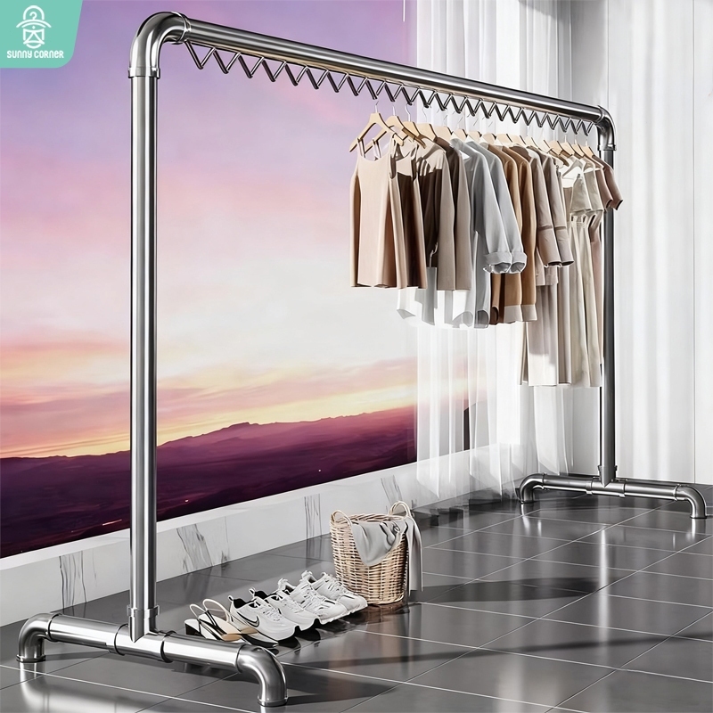 Jemuran Baju Tabung Baja Tinggi 180CM Jemuran Baju Stainless Single Jemuran Pakaian Minimalis Rak Ga