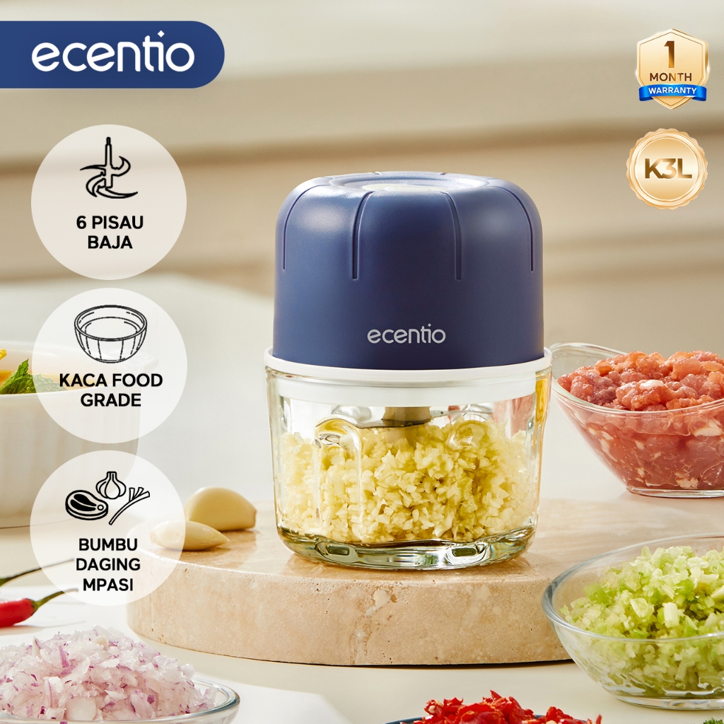 ecentio kaca blender 6 pisau coper daging dan bumbu 250ml peralatan dapur chopper blender mini blend