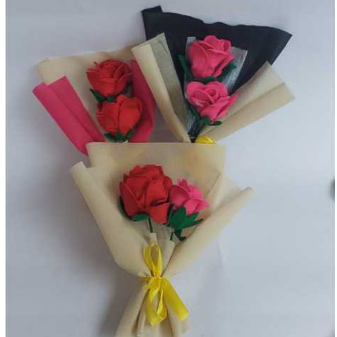 Buket Bunga Flanel 2 Tangkai | Kado Wisuda Remaja / buket valentine/ buket mawar