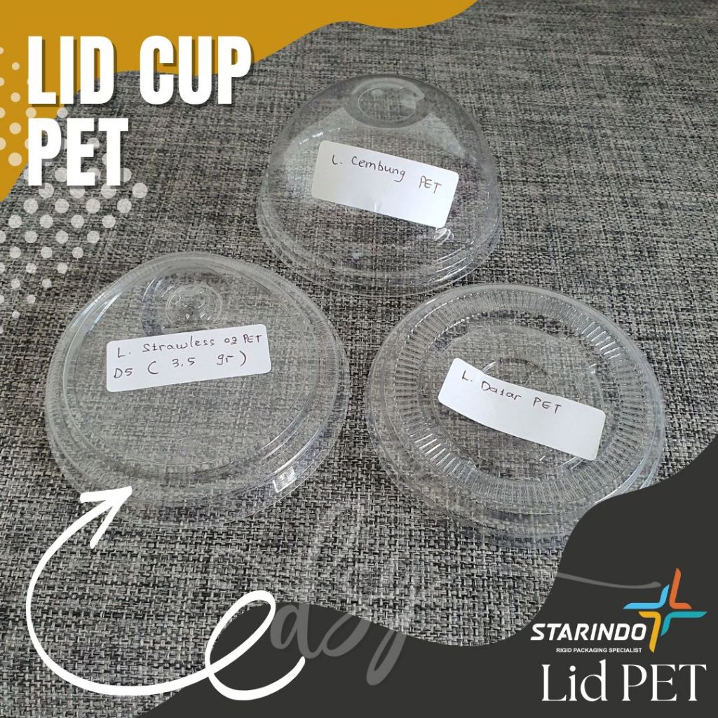 Lid Cup PET Flat Dome Strawless Merk Starindo