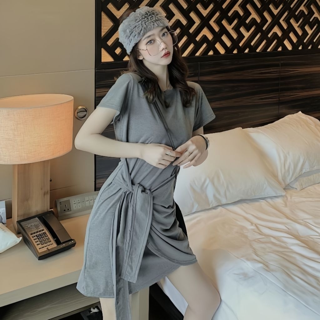 Hanamee Reyka Mini Dress Short Sleeve | Atasan Wanita | Baju Korea