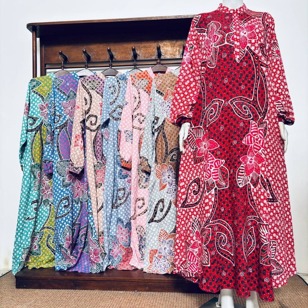 BATIK AIS Gamis Busui Resleting Depan Daster Lengan Panjang Batik Tulis Banyak Ukuran