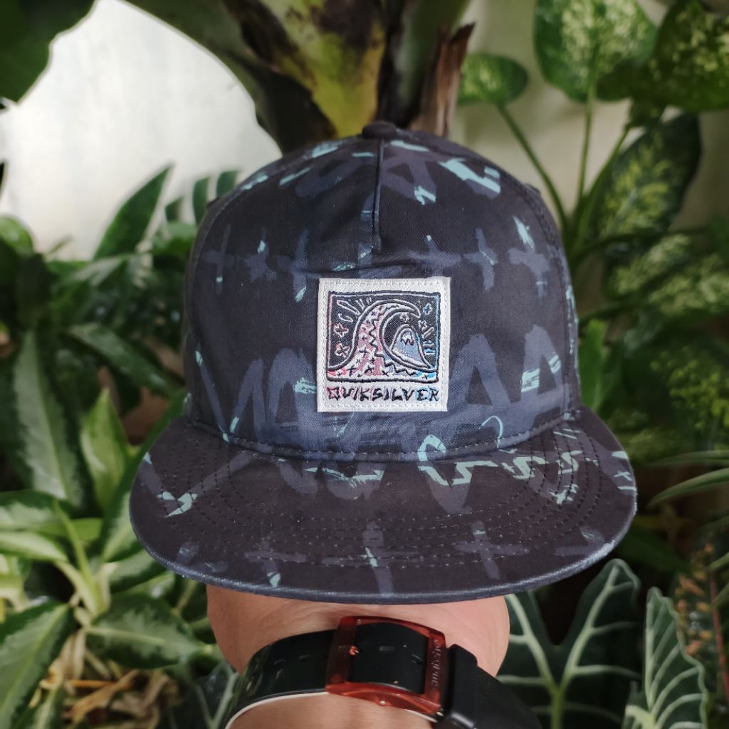 QUICKSILVER box logo full print Snapback