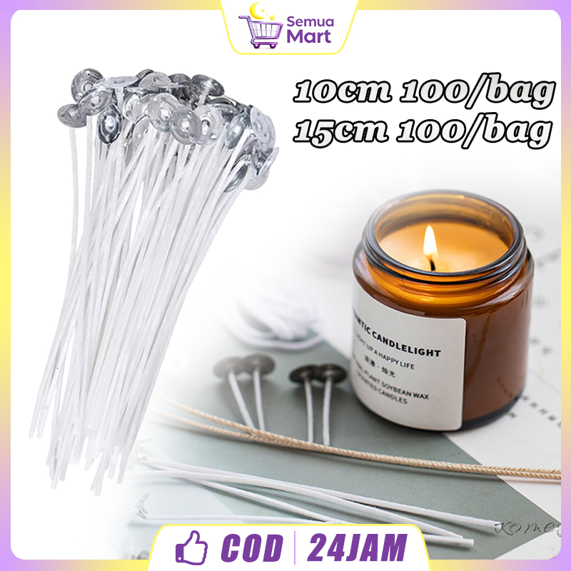 100Pcs Sumbu Lilin Katun Wax Besi Galvanis Katun Tebal Untuk Lilin Besar Gelas Membuat Lilin DIY