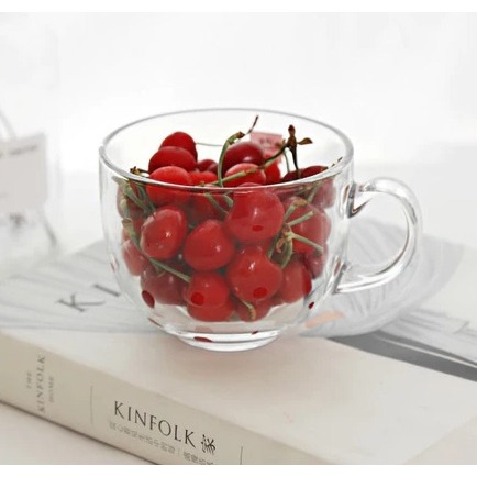 Gelas Mug Cereal Jumbo 500ml Cangkir Jumbo Mangkuk Gagang Mangkuk Sarapan Gelas Mie Gelas Estetik