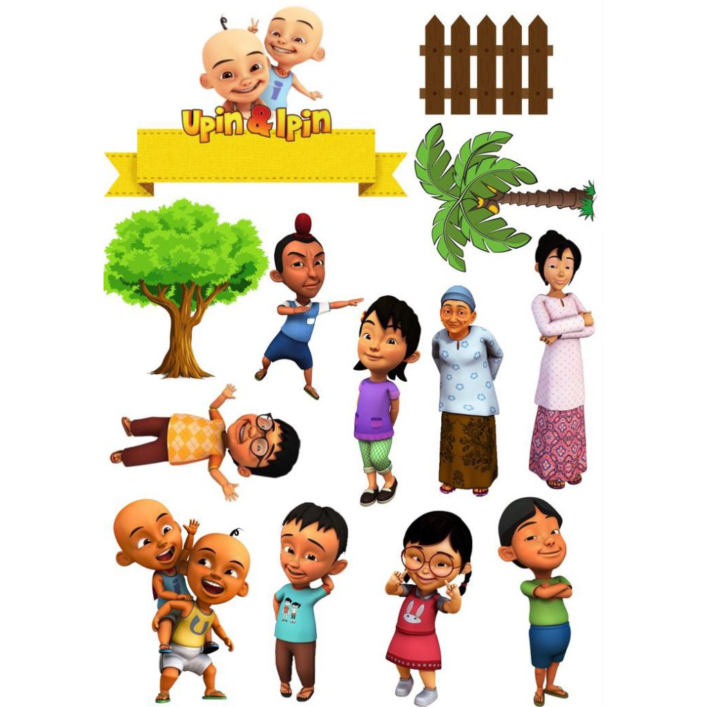 Topper Cake UPIN IPIN l FREE CUSTOM NAMA/HIASAN l TOPPER CAKE ULTAH TEMA UPIN IPIN