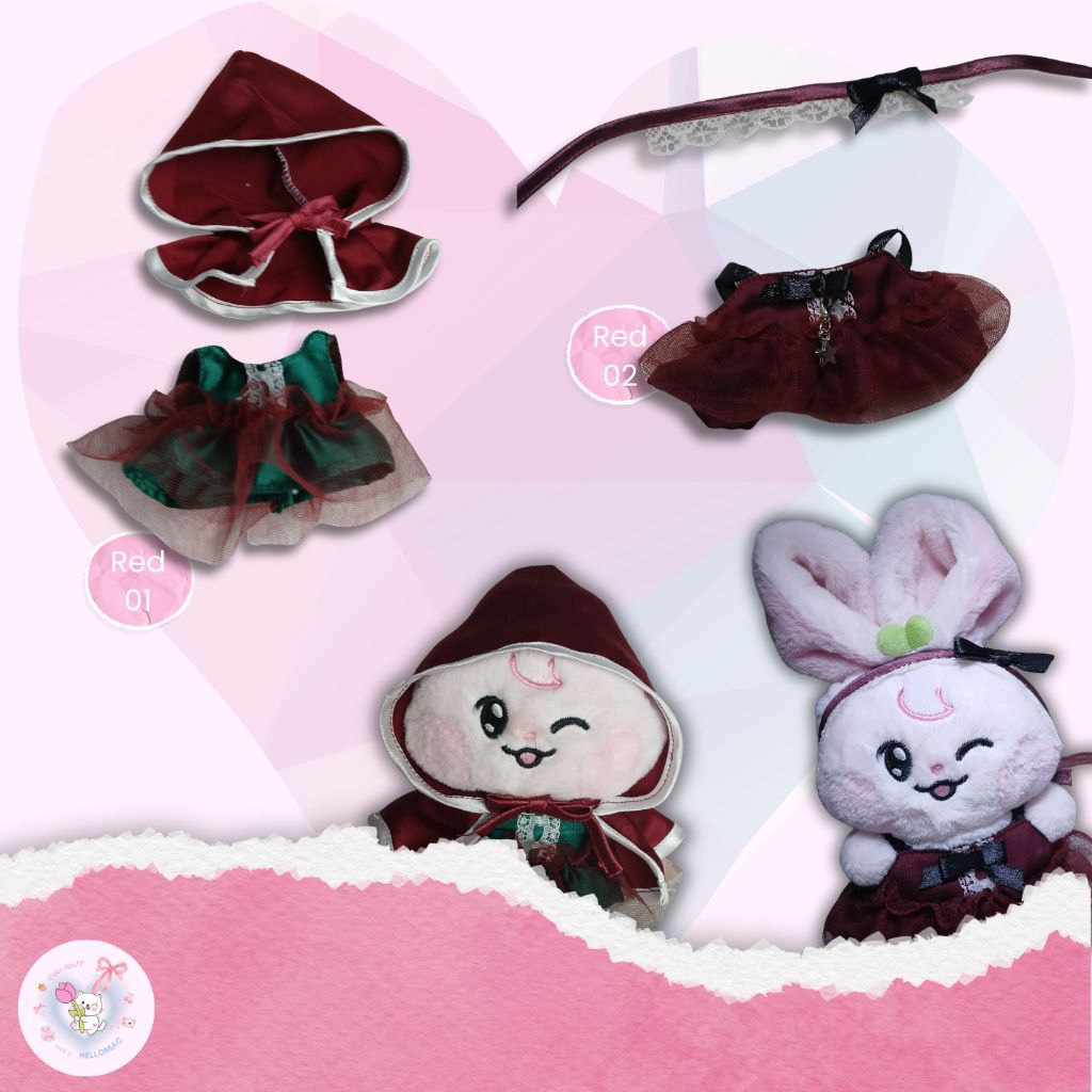(RED SERIES) // BAJU DOLL 10CM //BAJU DOLL 15CM// BAJU DOLL KEYRING// BAJU DOLL KPOP// CUSTOM BAJU D
