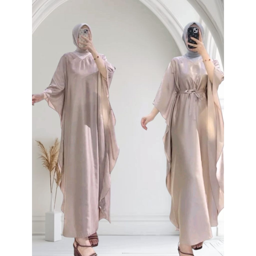 kaftan satin silk mewah/kaftan lebaran terbaru/gamis satin silk premium